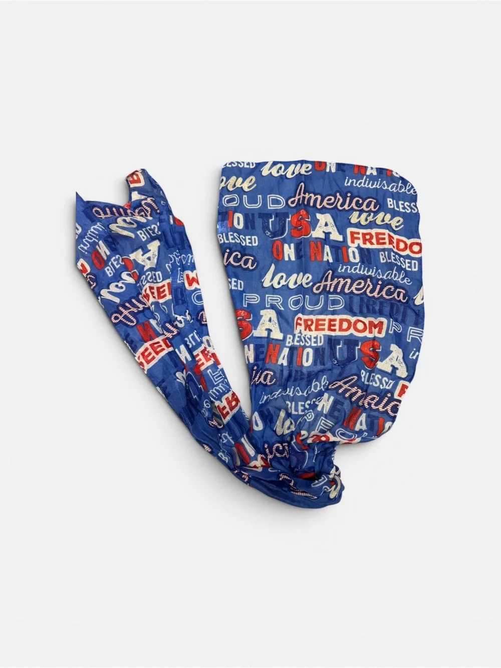 Patriotic USA Freedom America Blue Graphic Print Scarf 4th of July Fashion